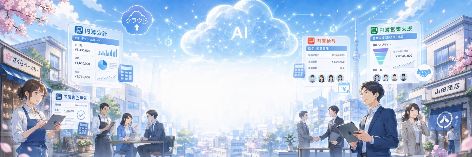 円簿シリーズ — 円簿会計・円簿給与・円簿青色申告・円簿営業支援。4つのクラウドで、あなたの事業をトータルサポート！